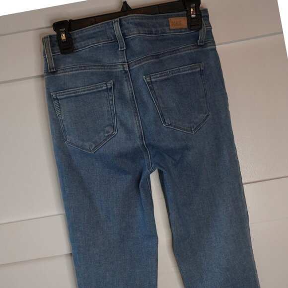 Paige, Cindy, High Rise Crop Raw Hem Straight Jeans, Music, Blue, Light wash - Picture 4 of 7